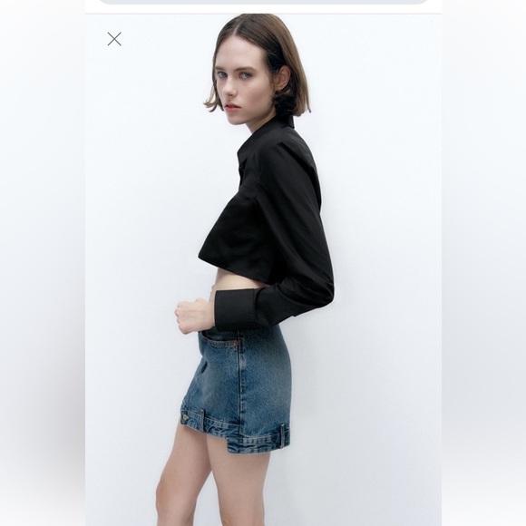 Zara NWT Denim mini skirt 100% Cotton size Medium 28 with angular hems 🦋 - Picture 5 of 8